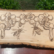 Load image into Gallery viewer, Handmade Honeybees and Comb Woodburn Art
