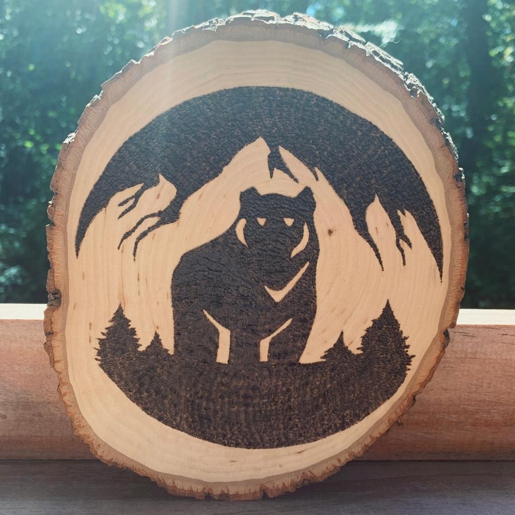 Photo on Wood Wood Burning Wood Decor Custom Wood Art Wood Print spirit of  the Bear 