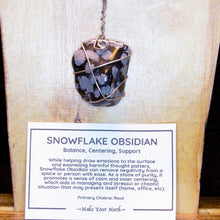 Load image into Gallery viewer, Polished Snowflake Obsidian Crystal With Silver Wire Wrapping and Silver Chain
