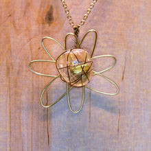 Load image into Gallery viewer, Citrine Wire Wrap Pendant With Gold Flower-Shaped Wire Wrap
