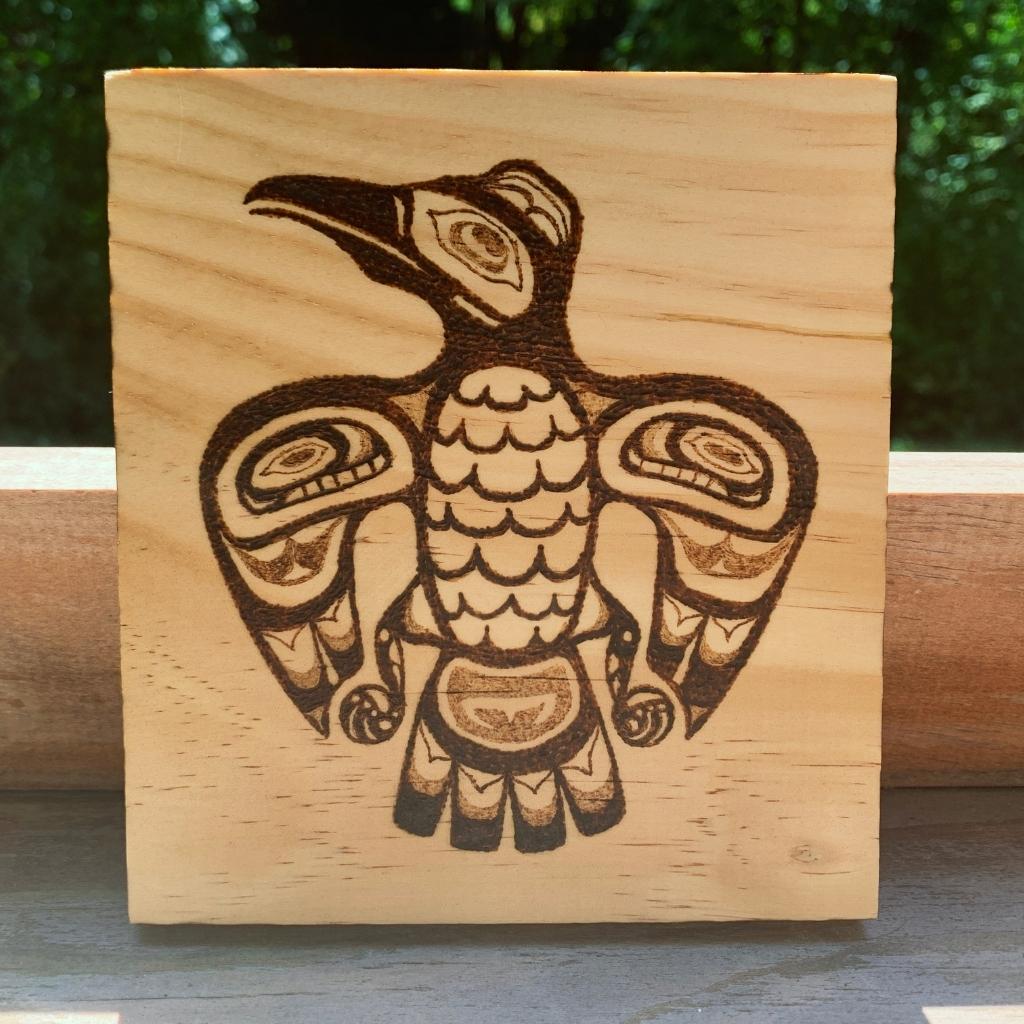 Handmade Haida Art-Inspired Bird Raven Woodburn