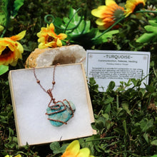 Load image into Gallery viewer, Turquoise Wire Wrap Pendant With Copper Chain
