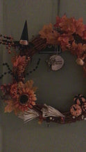 Load and play video in Gallery viewer, Handmade Samhain Wreath and Halloween Decor with Woodburn Art
