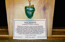 Load image into Gallery viewer, Malachite Wire Wrap Pendant With Gold Chain, Malachite Pendant
