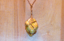 Load image into Gallery viewer, Polished Yellow Jasper Stone With Copper Wire Wrapping and Copper Chain
